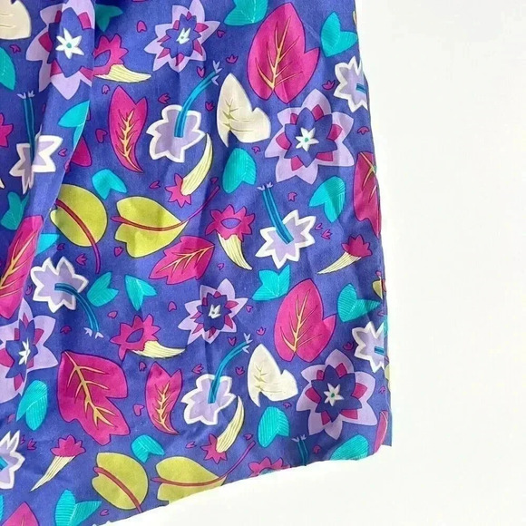 Vintage 80’/90’s 100% Silk Bright Floral Retro Midi Skirt A-line Women’s Size 10 - Picture 8 of 16